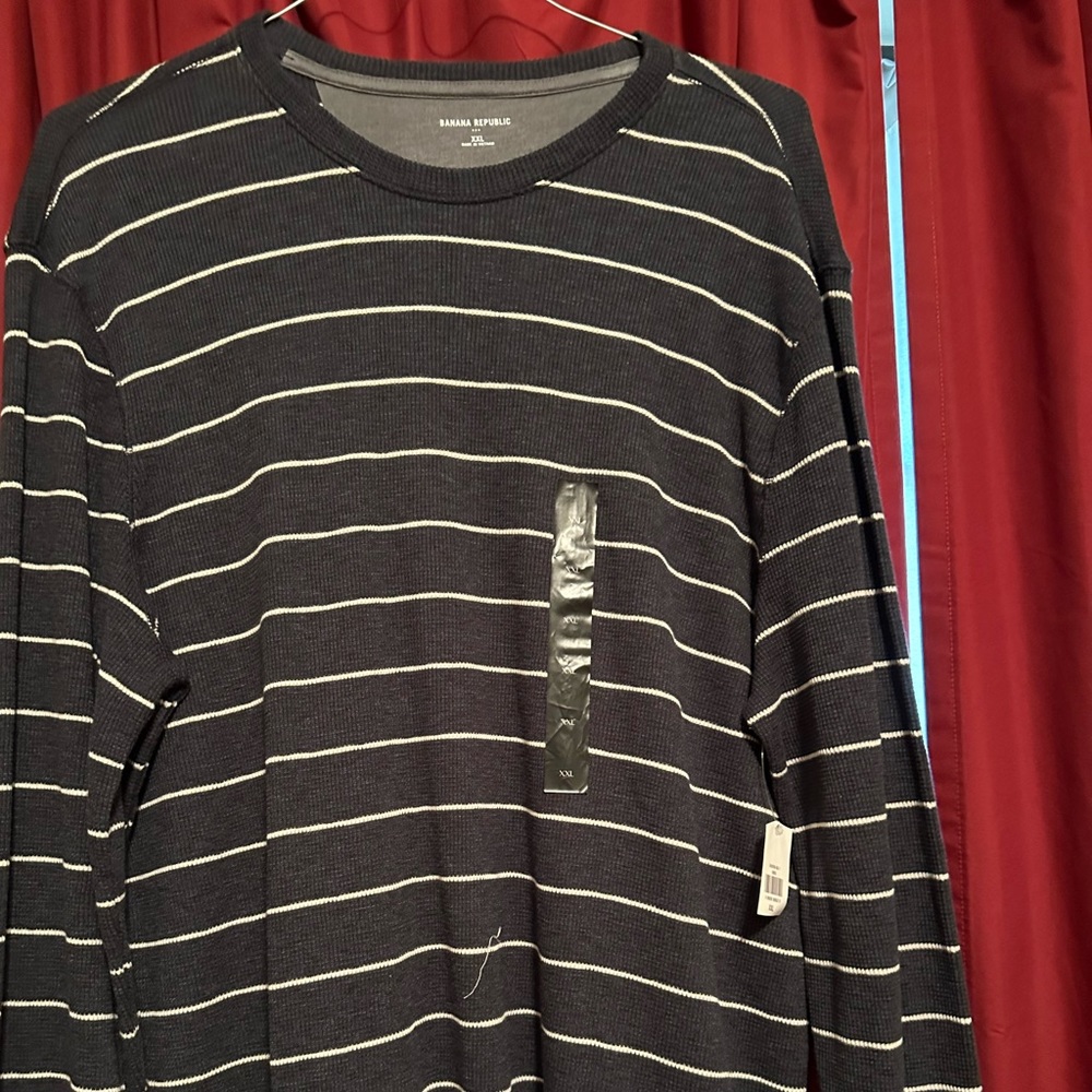 Banana Republic Knit Tee Blue with Ivory stripes